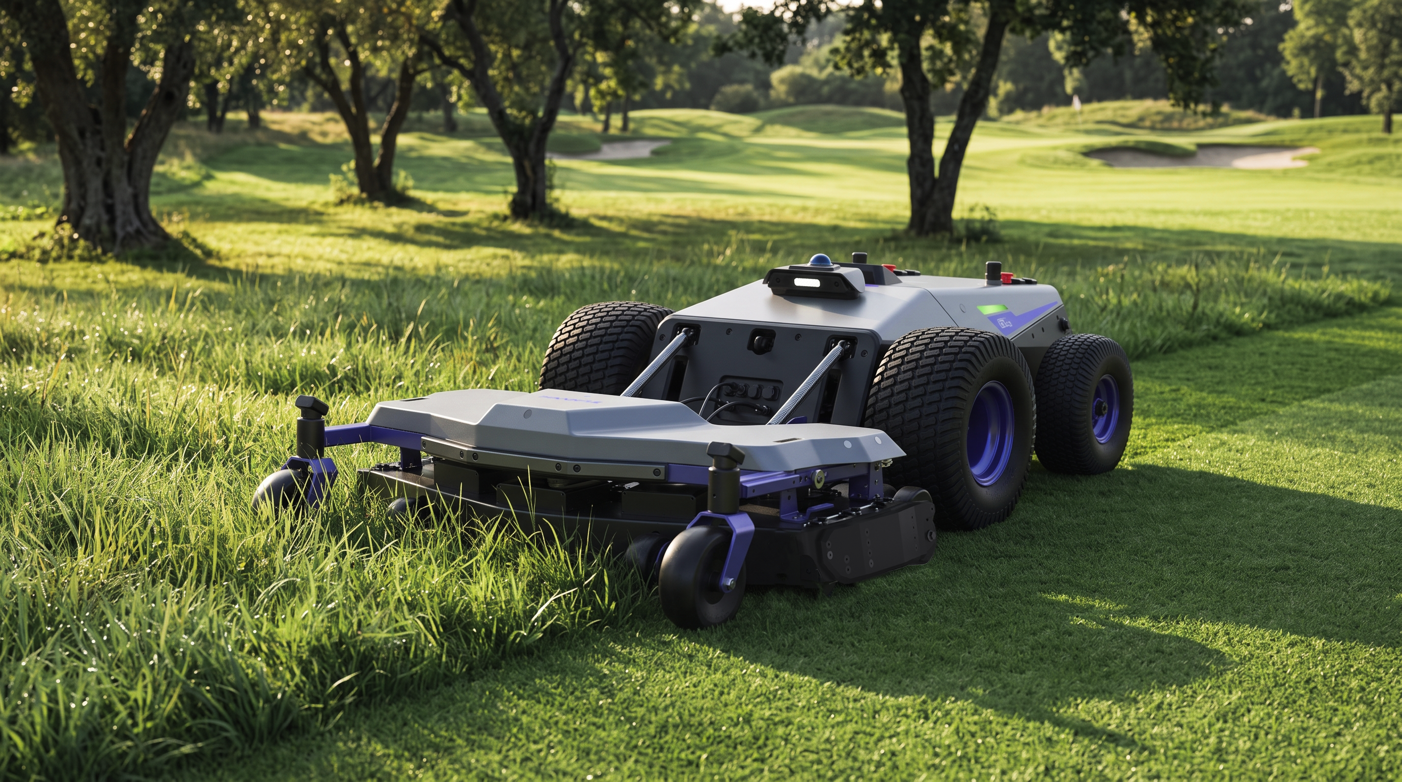 PANDAG G1 commercial robotic mower mowing golf course turf at different grass heights